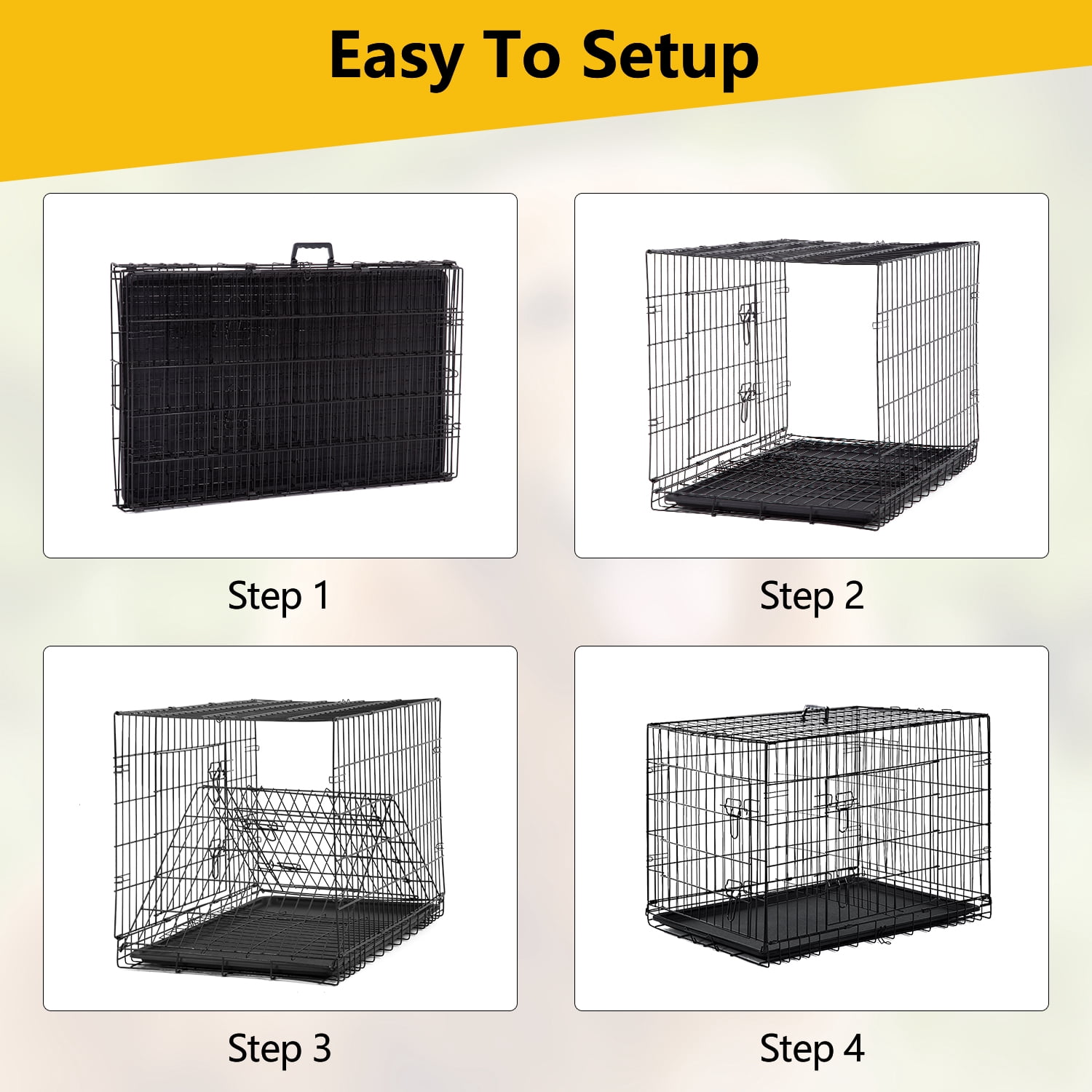 Pal Metal Black 48" Dog Crate Carrier with Collapsible Function