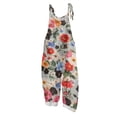thumbnail image 2 of Spring Summer Plus Size Boho Overalls for Women Hippie Cloth Floral Printed Jumpsuits Spaghetti Strap Rompers Pink 4XL, 2 of 3