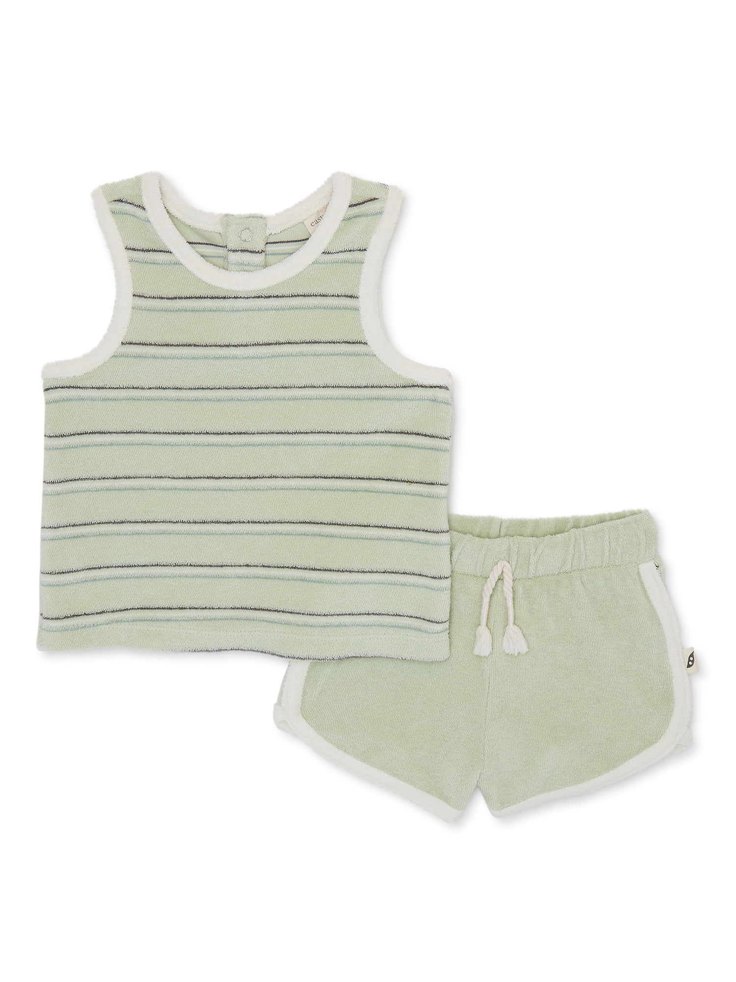 easypeasy Baby's Terry Cloth Tank Top and Dolphin Shorts Outfit Set, 2