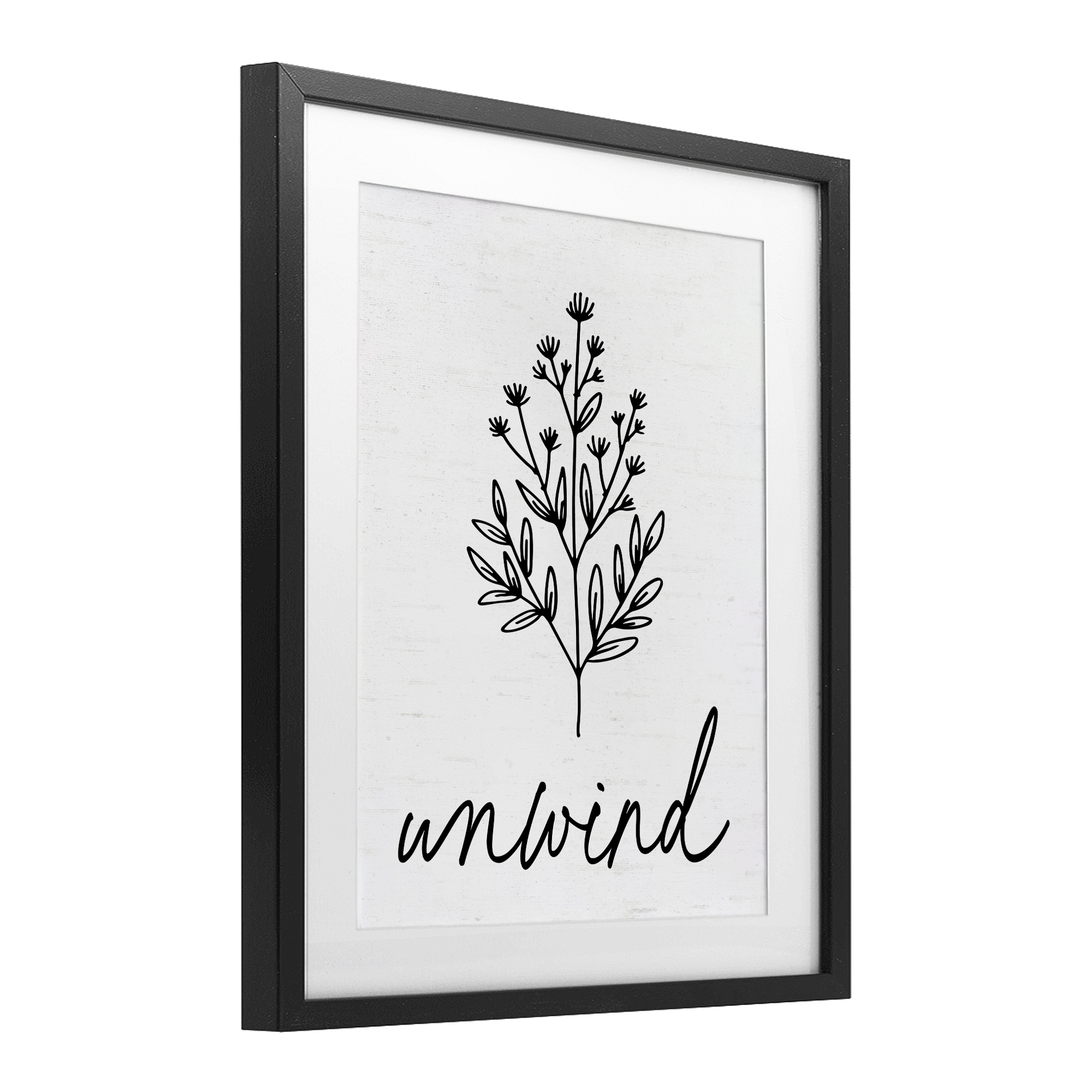 Bathroom Herb Unwind Black Framed Print Under Glass, design by Lettered and Lined