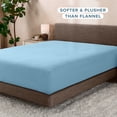 thumbnail image 3 of Bare Home Cozy Fleece Fitted Sheet - Extra Plush Polar Fleece - Deep Pocket Bed Sheet - Queen, Light Blue, 3 of 6
