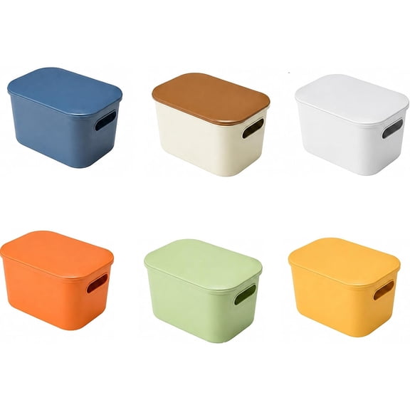 6Pcs Stackable Storage Bins with Lids, Plastic Organizer Boxes with Handles for Closet, Bedroom and Home Organization
