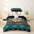 thumbnail image 2 of jejeloiu Ancient Tribal Twin Duvet Cover,Bohemian Print Twin Bedding For Boys,Teal Gray,Black Reversible,2 Pieces,1 Duvet Cover and 1 Pillowcase, 2 of 6