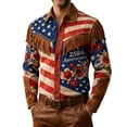 thumbnail image 2 of Independence Day Mens Western Fringe Shirt 250th Anniversary USA Shirt Vintage Long Sleeve Top Red XXXXL, 2 of 5