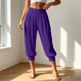 thumbnail image 4 of Capri Pants for Women Solid Plus Size Harem Joggers High Waist Yoga 7/8 Casual Womens Pants Purple XXL, 4 of 5