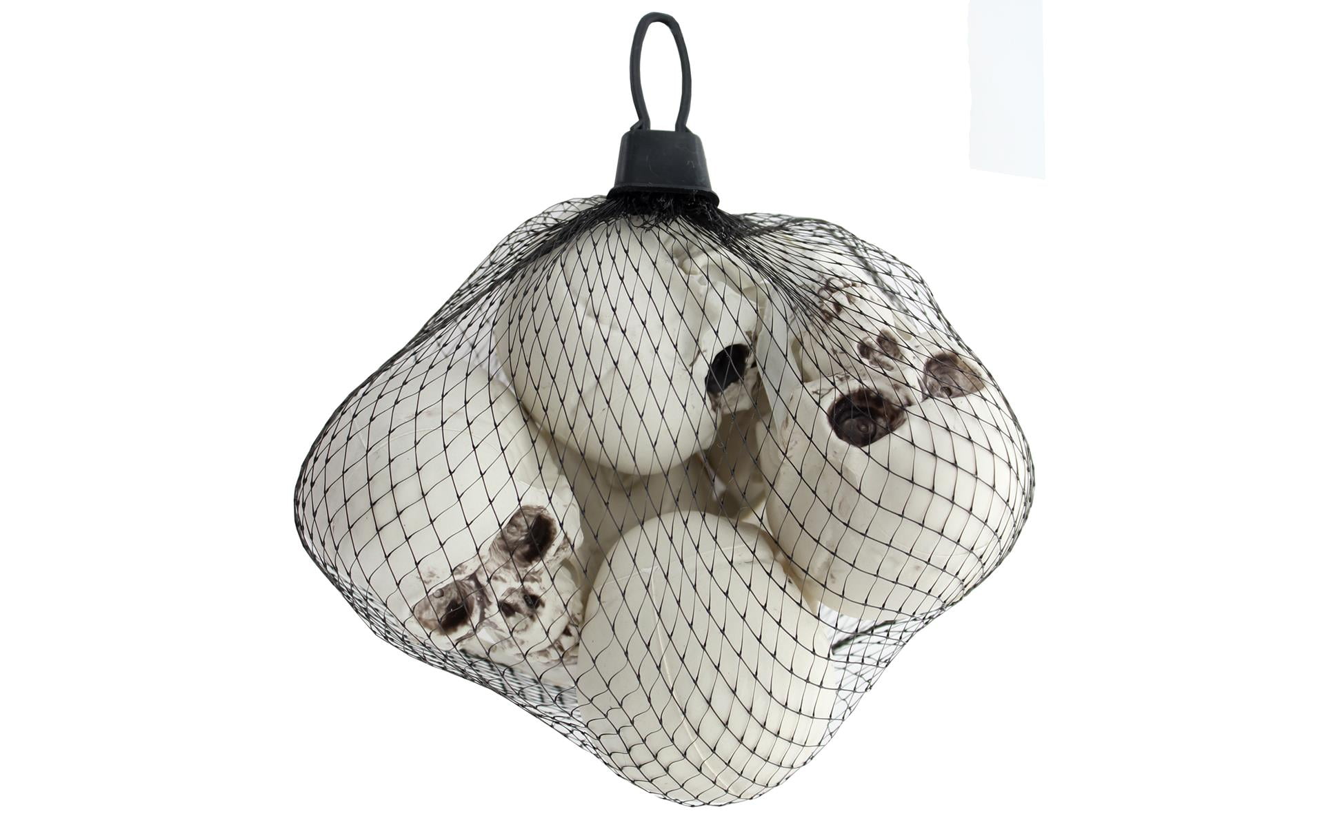 Plastic Skulls Mesh Bag 6pc White