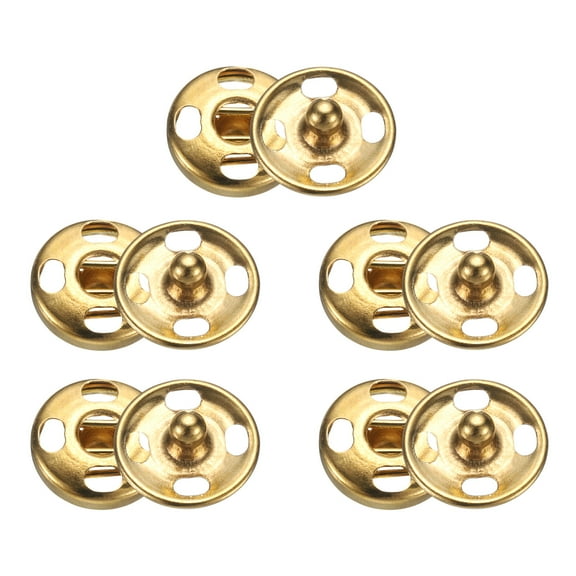 Uxcell 5 Set Sew-on Snap Buttons 10mm Metal Snap Fastener Buttons, Gold