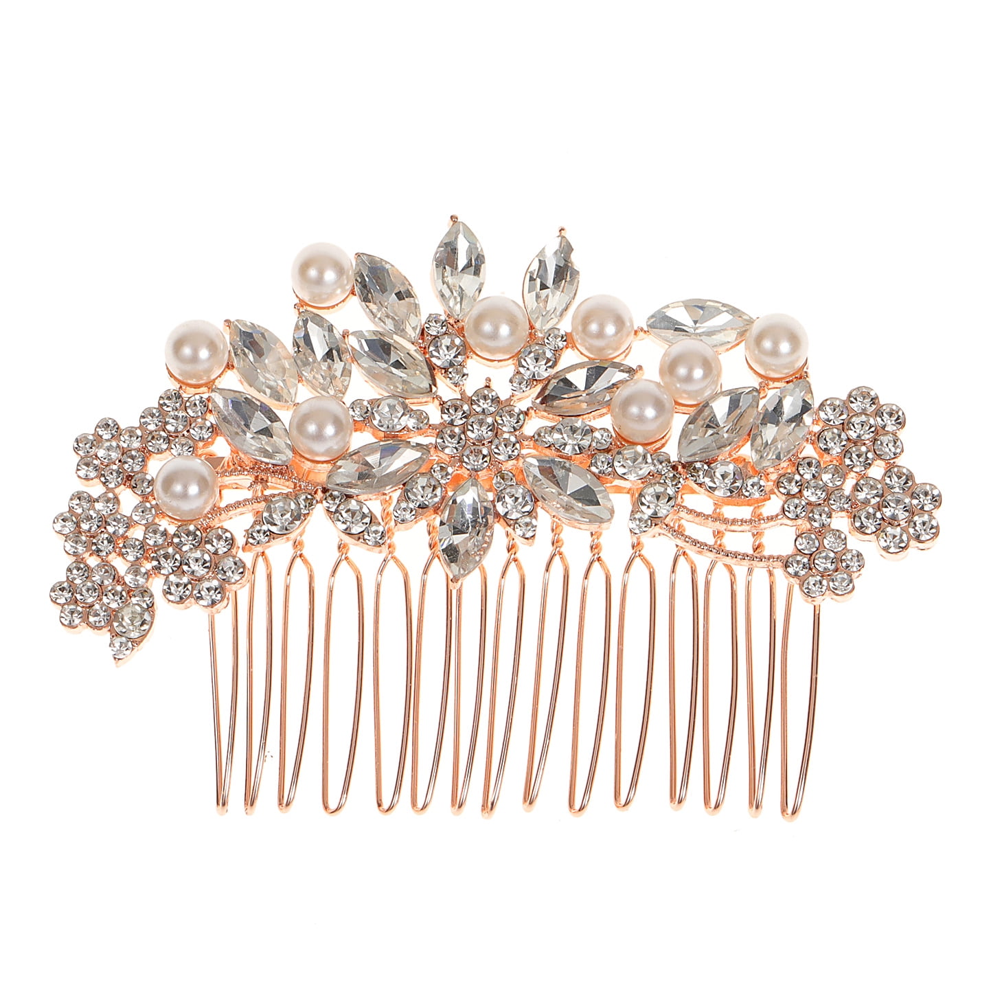 Namzi Bridal Flower Wedding Hair Pins Crystal Pearl Hair Combs Clips Headpiece Gold Wedding Hair Accessories Jewelry with Rhinestone for Brides Bridesmaids Women Girls (Gold)