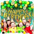thumbnail image 5 of Globos de fiesta de jungla verde, suministros para fiesta de cumpleaños de dinosaurios, decoraciones de feliz cumpleaños para niño, 5 of 5