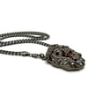 thumbnail image 4 of Stone Stud Crowned Fierce Lion Head Pendant w/ 5mm 24" Cuban Chain Necklace, Hematite/Black-Tone, 4 of 4