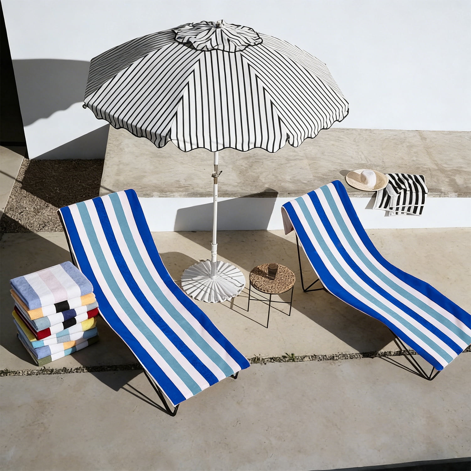 Beartech 4 Pieces Beach Towel Set,30x60 inches Striped Beach Towels Soft Camping Travel Towels, Lightweight Quick Dry Pool Towels for Beach Shower Towels Swim Towels Absorbent for Adults