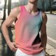 thumbnail image 1 of Camiseta sin mangas con cuello en V para hombre, de punto, con rayas verticales, para fitness, deportes, ocio, ajustada, con degradado, con cuello en I y hombros anchos., 1 of 7