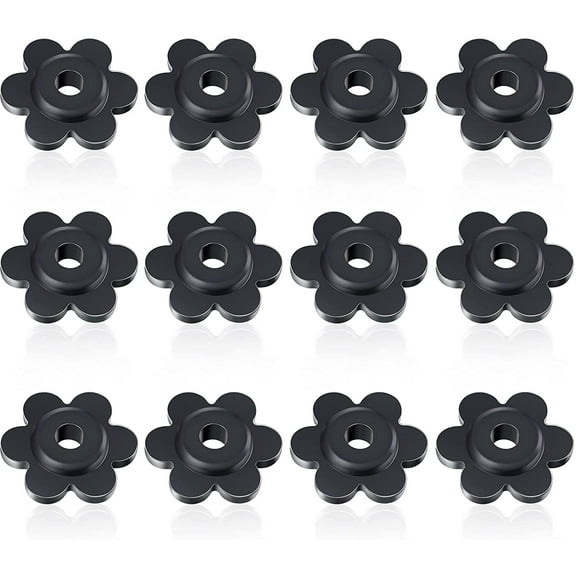 Lsupdaol 12 pcs Garden Flag Rubber Stoppers, Black Flower Shape Pole Stoppers for Indoor Outdoor Yard Garden Flag Pole Stand
