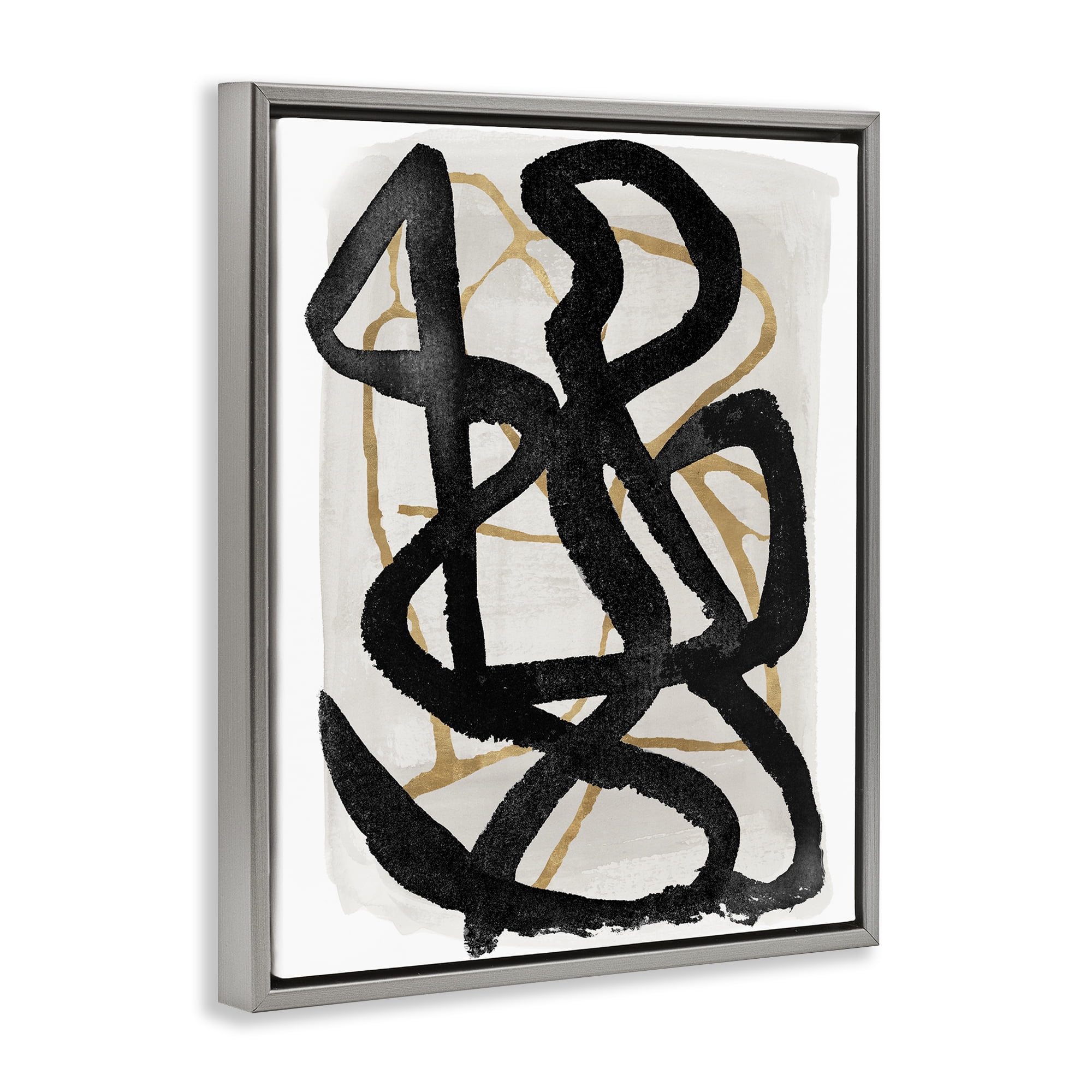 Stupell Industries Hindsight Black & Beige Gray Framed Floater Canvas Wall Art, design by Lucille Price