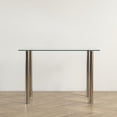 thumbnail image 6 of Ktaxon Modern Dining Table for 4, 43.3" Glass Kitchen Table Tempered Glass Dining Room Table, Rectangle Dinner Table for Home, Living Room, Transparent & Silver, 6 of 6