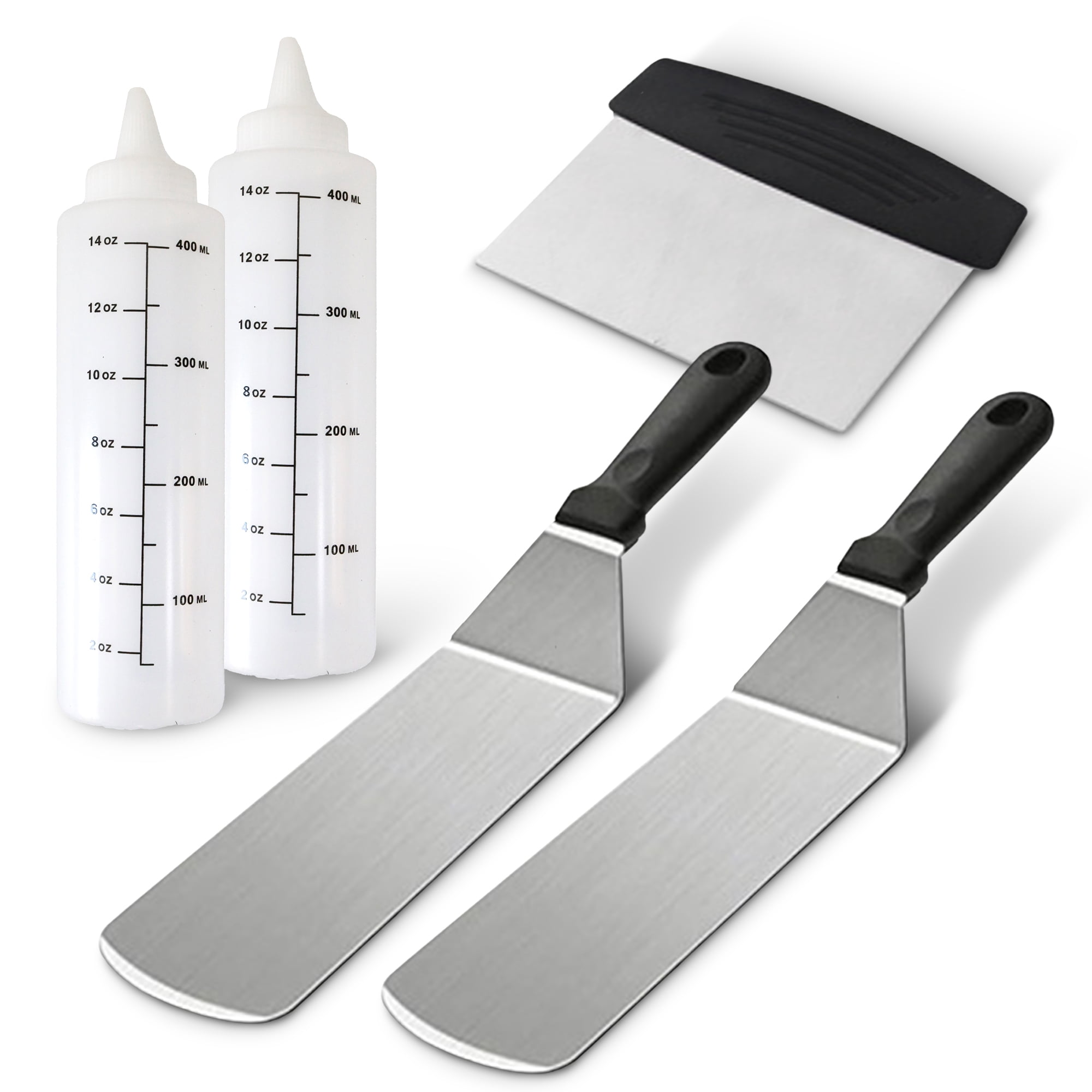 Cheer Collection 5-Piece Stainless Steel Griddle Set for BBQ, Grill, and Griddle Cooking