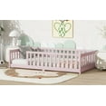 thumbnail image 5 of Twin Size Rubber Wood Platform Bed with Fence without Door, Pink, for Bedroom, 5 of 20