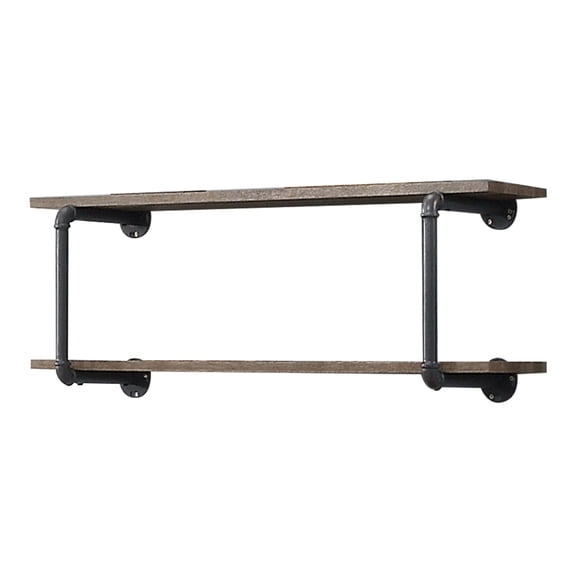 Industrial-Style 2-Tier Wall Shelf, Antique Oak and Sandy Grey