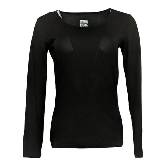 32 Degrees Heat Women's Top Sz M Long Sleeve Scoop Neck Tee Black