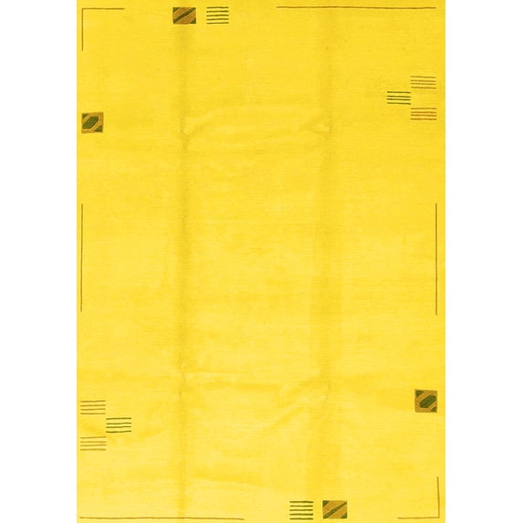 Ahgly Company Indoor Rectangle Solid Yellow Modern Area Rugs, 8' x 12'