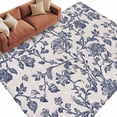 thumbnail image 2 of Blue Floral Leaf Area Rug 5x8 FT, Non Slip Bedroom Throw Carpet, Retro Farmhouse Plant Tree Branch Washable Soft Floor Carpet Non-Shedding Rug for Living Room Nursery Dorm Office, 2 of 9