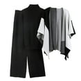 thumbnail image 2 of Ashirexll Womens Winter Sets, Outfits for Women, Fall Winter Knitting Sweater Shawl Cape and Wide Leg Pants 3 Piece Long Sleeve Set, 2 of 5