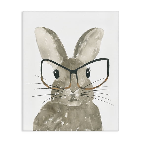 Stupell Industries Rustic Lodge Baby Bunny with Large Glasses Children's Woodland Animal Canvas Art, 16 x 20, by Lucille Price