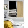 thumbnail image 3 of Beige Sheer Curtains 63 Inch Length 2 Panels Set Window Treatments, Modern Abstract Art Farmhouse Striped Rod Pocket Semi Curtains for Living Room/Bedroom/Kitchen Décor, 104"W x 63"L, 3 of 7