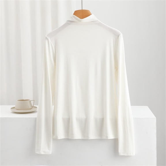 tarylea Womens Lounge Tops Long Sleeve Half High Neck Plain Color Tops Casual Comfy Fall Sleepwear Pajama Tops