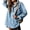 Blue, variant on Long Sleeve V-Neck Women Denim Jacket Tops