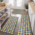 thumbnail image 2 of Multi Color Diamond Checkerboard Checkered Pattern Kitchen Rugs Sets Of 3,Kitchen Runner Rugs Non Skid Washable,Decorative Kitchen Floor Mats for Kitchen,Sink,Laundry,17"x30"+ 17"x47" + 17"x59", 2 of 6