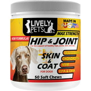Lively Pets Hip and Joint Plus Skin and Coat Soft Chews for Dogs 50 ct - High Potency Glucosamine, Chondroitin, MSM, and Fish Oil for Arthritis and Hip Pain