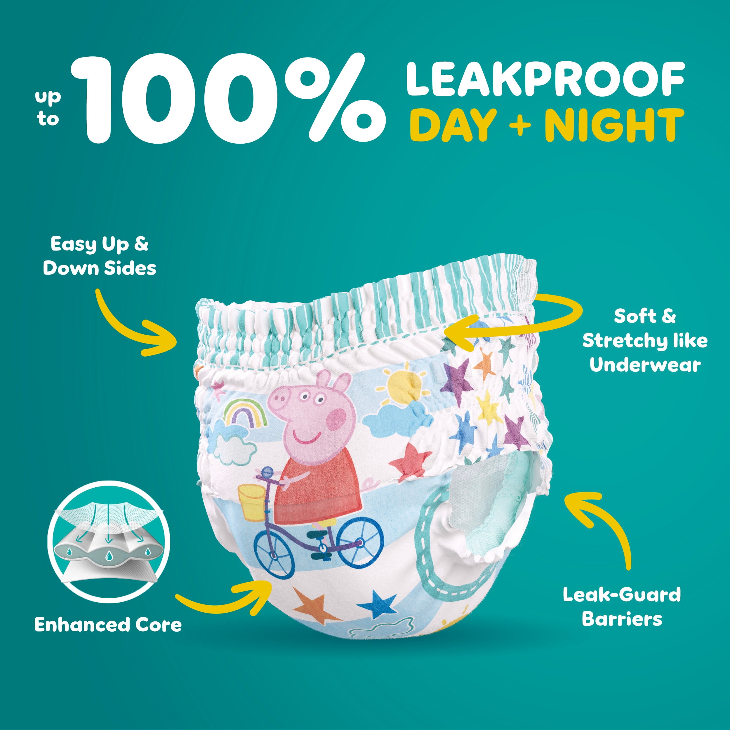 Sous-vêtements d’entraînement Pampers Easy Ups à l’effigie de Peppa Pig, taille 6 (4T/5T)