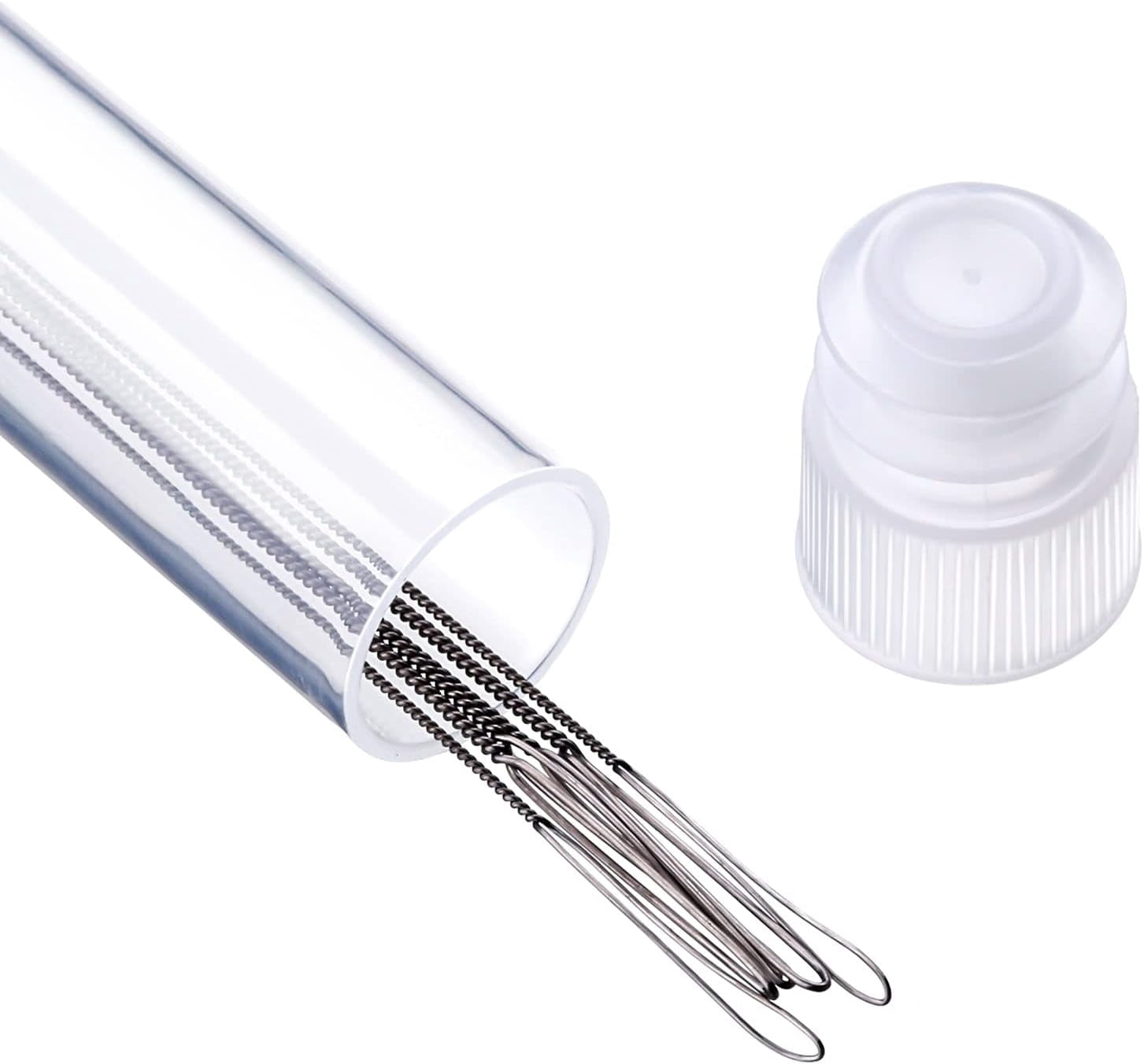 Beading Needles 6 Pieces Stainless Steel Needle Large Big Eye Collapsible Embroidery Beading Needle Thread Sewing Bottle, Assorted Size