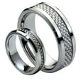 thumbnail image 1 of For Him & Her's 8mm/6mm Tungsten Carbide Silver Carbon Fiber Inlay Wedding Band Ring Set, 1 of 4