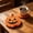 Orange B, variant on Jack-o-Lantern Face Macrame Cotton Coaster, Halloween Pumpkin Heat Resistant Trivet Absorbent Non-Slip Table Mat for Coffee Table Decor