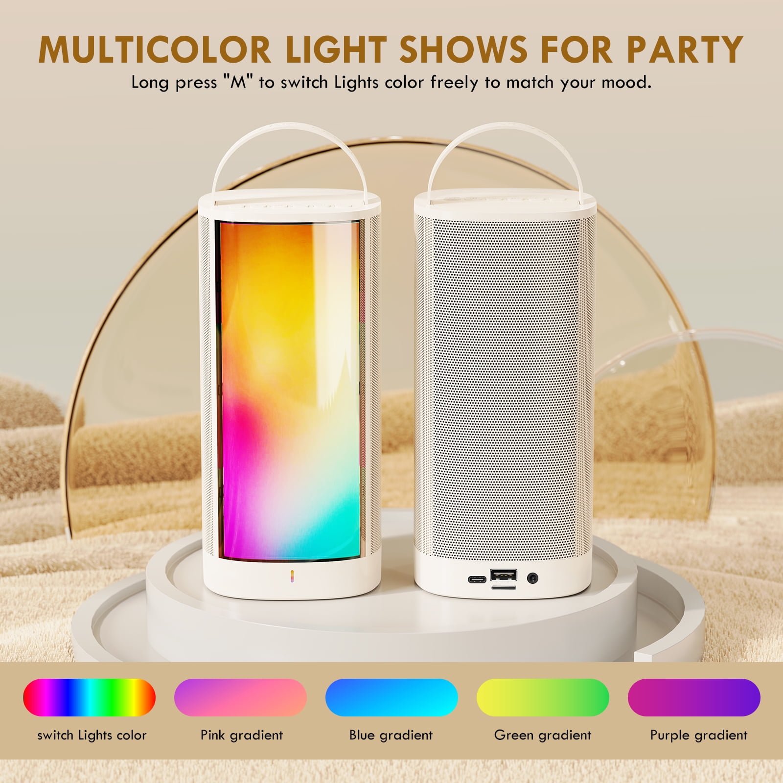 JAUYXIAN Karaoke Machine for Kids Adults, Portable Karaoke Speaker Bluetooth with Rgb Lights, 2 Mics, Usb, Best Gift for Girls/ Boys