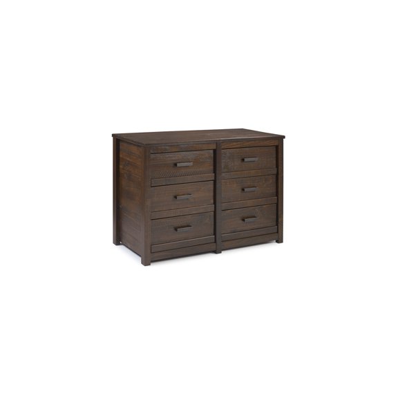 Platform Bed with Storage - Solid Pine Wood Bed Frame, 6 Drawers, Antique Walnut Finish, Modern Bedroom Furniture