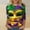 Yellow, variant on Jjayotai Mardi Gras Shirts, Womens Mardi Gras Mask Glitter Printed T-Shirt, Round Neck 3/4 Sleeve Top Sweatshirt, Mardi Gras Clothing Women Clearance Green L