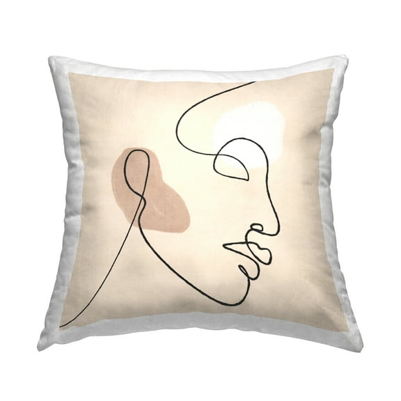 Stupell Industries Minimal Face Line Drawing Shapes Contemporary Beige,18 x 7 x 18 Decorative Pillows