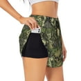 thumbnail image 3 of Lsque Green Skulls Printed Women's Running Shorts with Liner Pockets,Elastic Quick Dry Workout Athletic Gym Yoga Shorts,Womens High Waist Shorts-Medium, 3 of 9