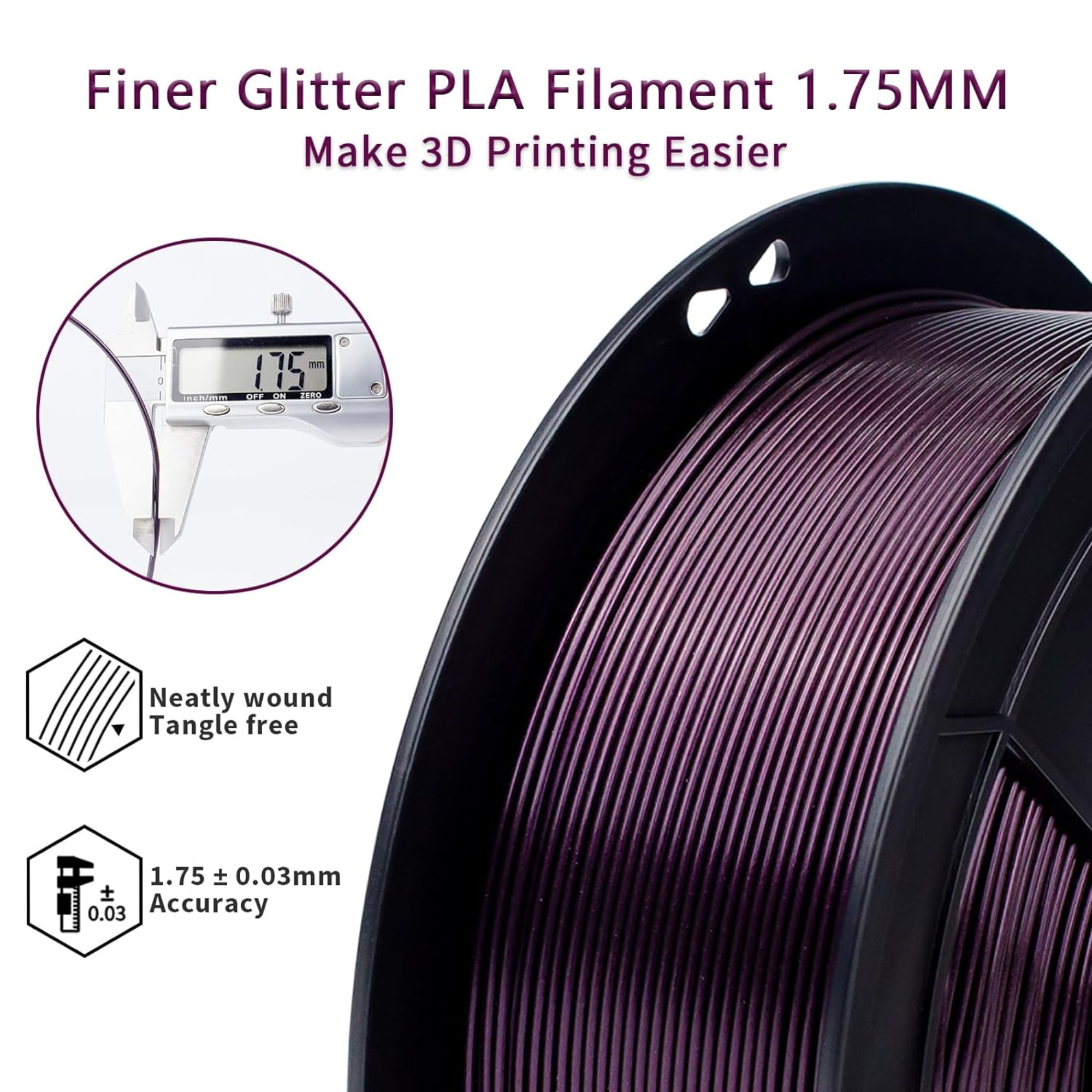 Ziro 3D Mystic PLA Filament 1.75mm 1kg, Midnight Purple