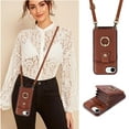 thumbnail image 5 of Compatible with iPhone 16e/SE 2025/SE 4 Wallet Phone Case Screen Protector Ring Crossbody Strap Stand Credit Card Holder RFID Cell Cover for i Phone16e i16e 16 e SE4 4th Generation Women Girls Brown, 5 of 9