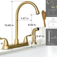 thumbnail image 5 of Gold Kitchen Faucet with Side Sprayer - 2 Handles 8 Inches Centerset Sink Faucets 3 or 4 Hole RV Kitchen Sink Faucet Commercial Lead-Free Utility Faucet with High Pressure Sprayer & Water Hose, 5 of 6