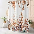 thumbnail image 2 of Fall Eucalyptus Leaf Long Curtain Watercolor Autumn Thanksgiving Botanical Plants Bathroom Curtain Bathtub Home Decor Waterproof Fabric Machine Washable with 12 PCS Hooks,72Wx84L, Tan and Teal, 2 of 6