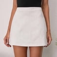 thumbnail image 6 of Women's High Waisted Mini A-Line Skirt Vertical Pinstripe Print Slim Fit Stretchy Short Skirt Casual Office Work Wear Elegant Formal Business Bottoms, 6 of 9