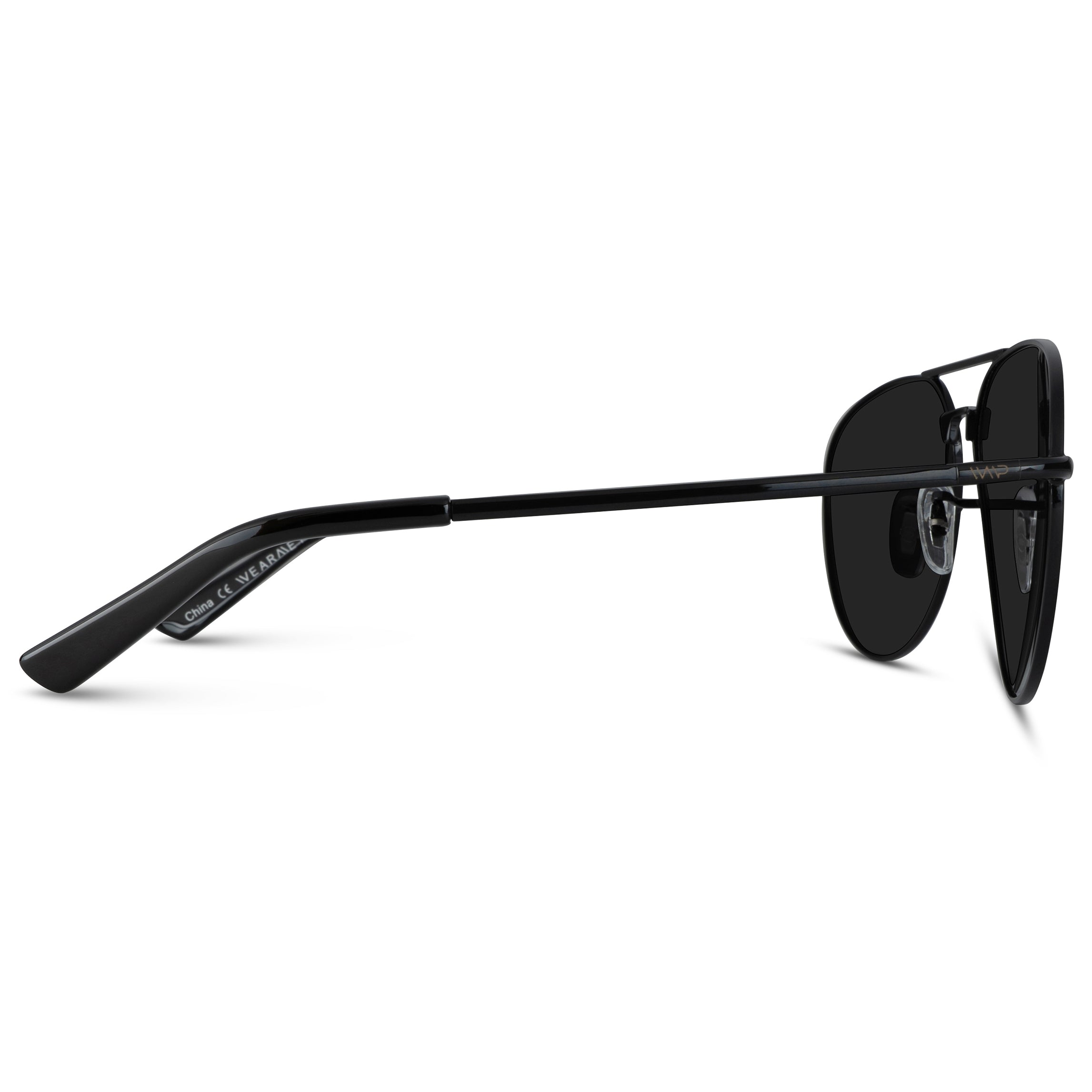 WearMe Pro - Classic Full Black Polarized Lens Metal Frame Men Aviator Style Sunglasses - image 3 of 6