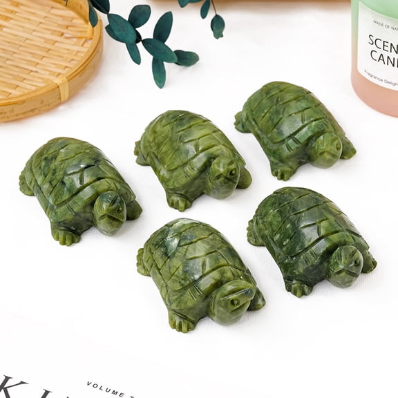 1pc Natural Xiuyan Jade Turtle Sculpture Display Decorations for Home Office Desk Decoration 80x45mm