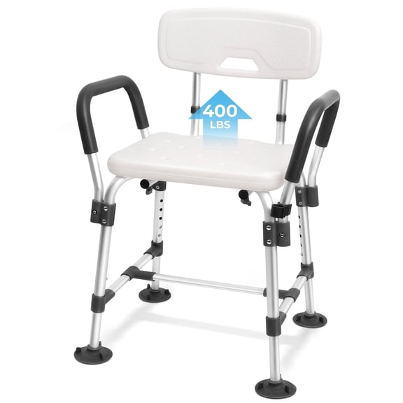 COSYWILL Shower Chair for Inside Shower, Adjustable Shower Chair Spa Bathtub Seat Bench with Removable Back,White