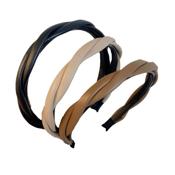 Zhuge 3pieces PU leather Headbands Women Hair Head Bands Fancy Hair Hoops Accessories Hairband for Women Gilrs Gifts